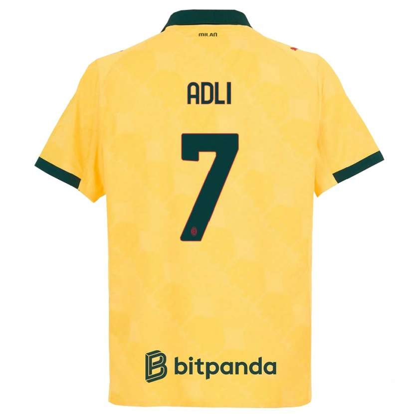 Danxen Criança Camisola Yacine Adli #7 Amarelo Preto Terceiro 2025/26 Camisa