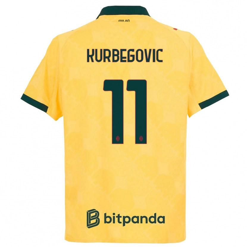 Danxen Criança Camisola Dino Kurbegovic #11 Amarelo Preto Terceiro 2025/26 Camisa