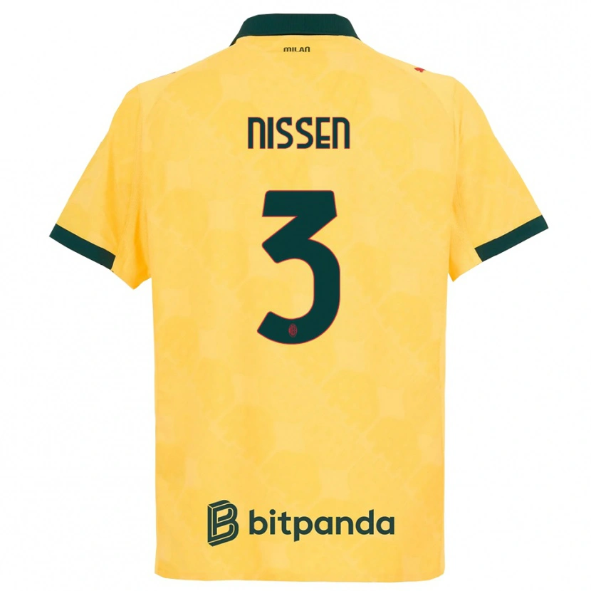 Danxen Criança Camisola Fredrik Nissen #3 Amarelo Preto Terceiro 2025/26 Camisa
