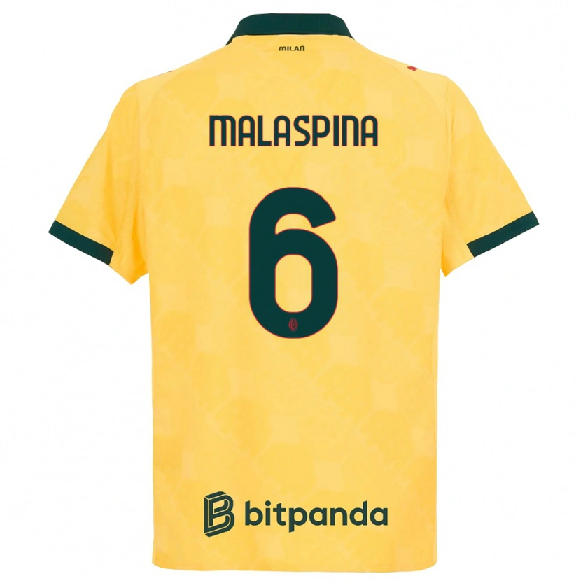 Danxen Criança Camisola Mattia Malaspina #6 Amarelo Preto Terceiro 2025/26 Camisa