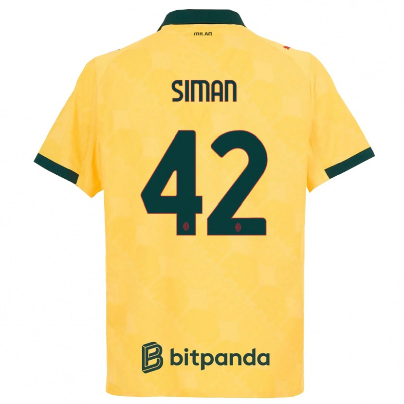 Danxen Criança Camisola Alexandru Șiman #42 Amarelo Preto Terceiro 2025/26 Camisa