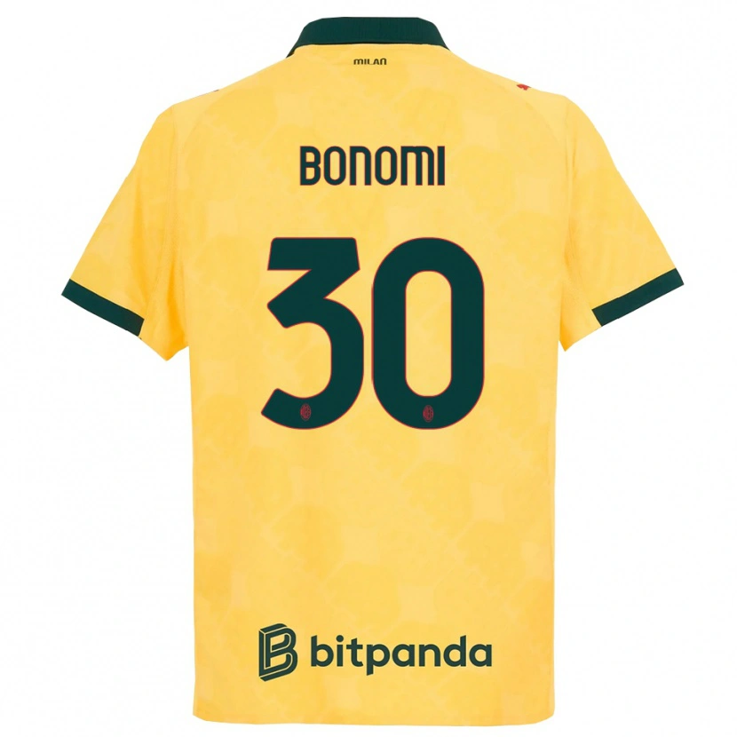 Danxen Criança Camisola Alessandro Bonomi #30 Amarelo Preto Terceiro 2025/26 Camisa