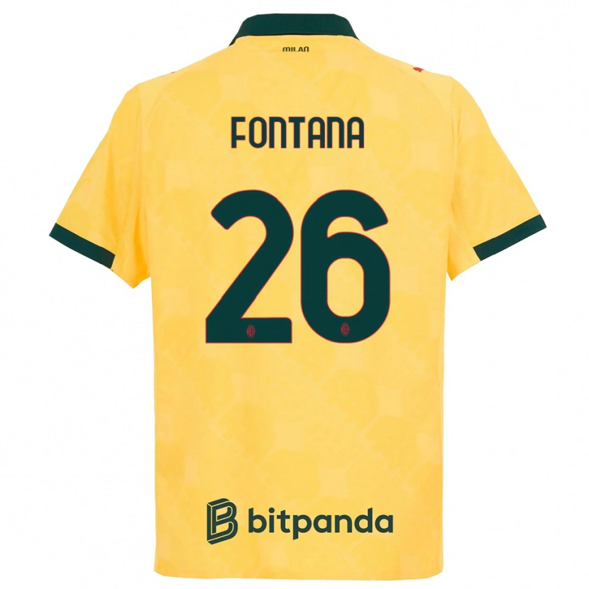 Danxen Criança Camisola Francesco Fontana #26 Amarelo Preto Terceiro 2025/26 Camisa