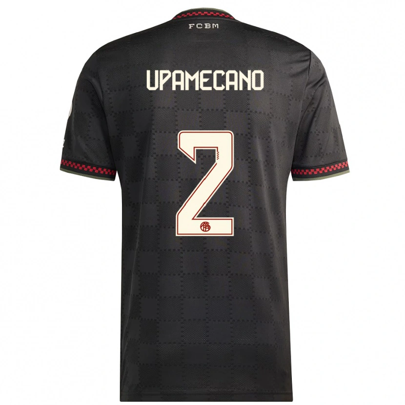 Danxen Criança Camisola Dayot Upamecano #2 Preto Branco Terceiro 2025/26 Camisa