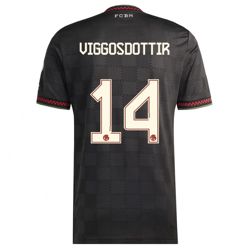 Danxen Criança Camisola Glodis Perla Viggosdottir #14 Preto Branco Terceiro 2025/26 Camisa