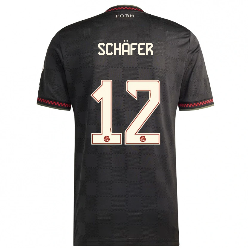 Danxen Criança Camisola Luis Schäfer #12 Preto Branco Terceiro 2025/26 Camisa