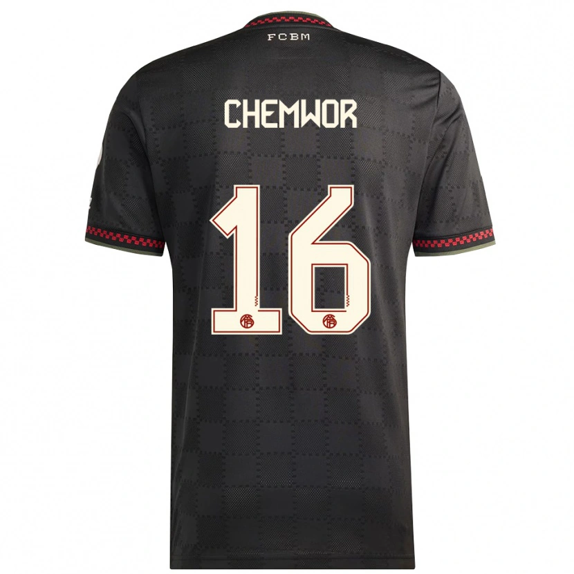 Danxen Criança Camisola Sadiki Chemwor #16 Preto Branco Terceiro 2025/26 Camisa
