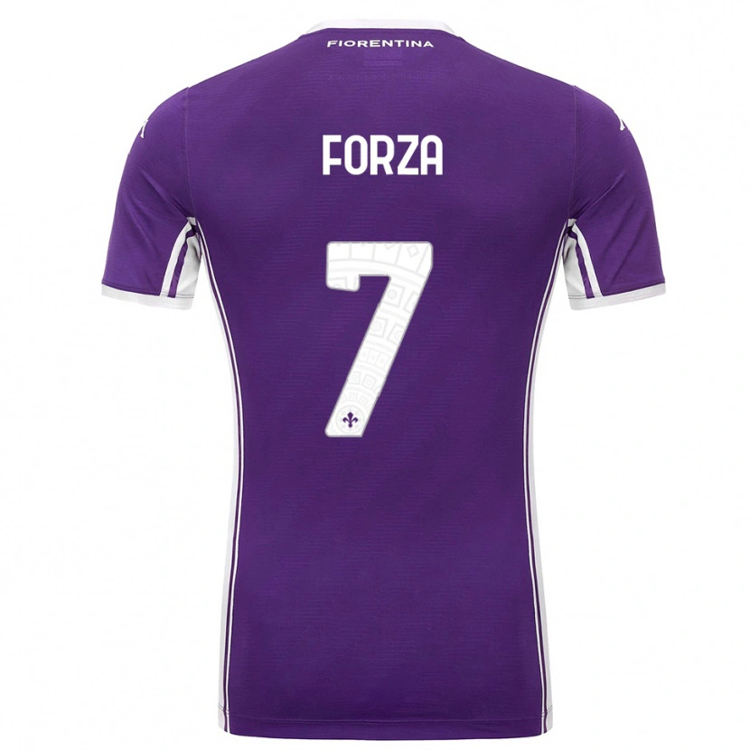 Danxen Homem Camisola Francesco Forza #7 Roxo Branco Principal 2025/26 Camisa