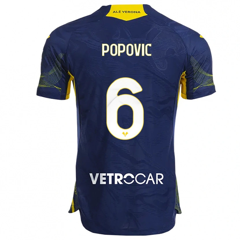 Danxen Homem Camisola Andrej Popovic #6 Marinho Amarelo Principal 2025/26 Camisa