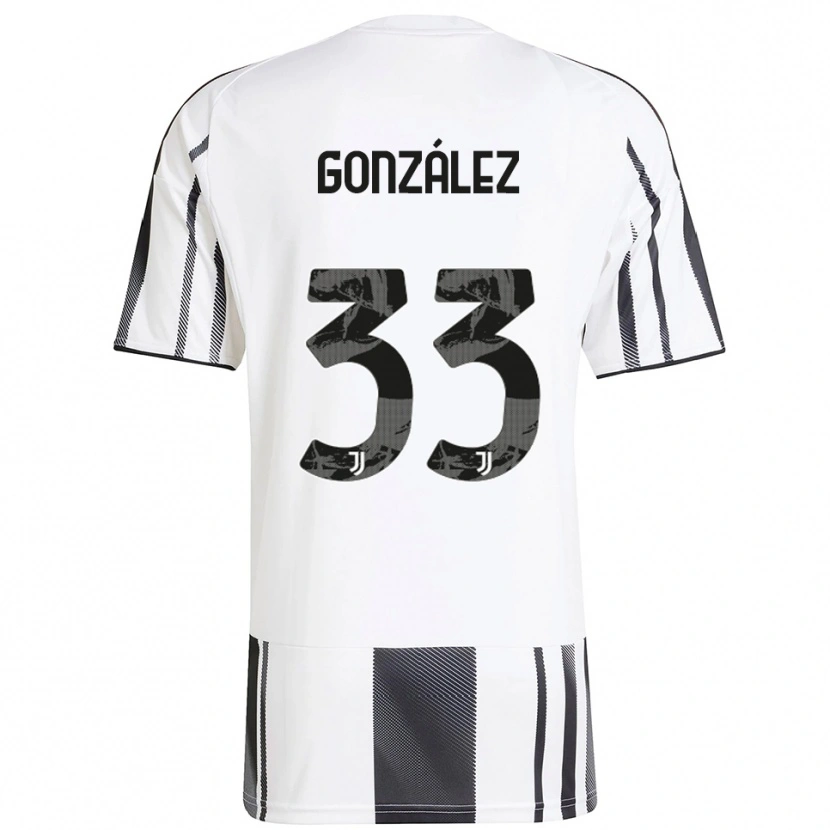Danxen Homem Camisola Facundo González #33 Branco Preto Principal 2025/26 Camisa