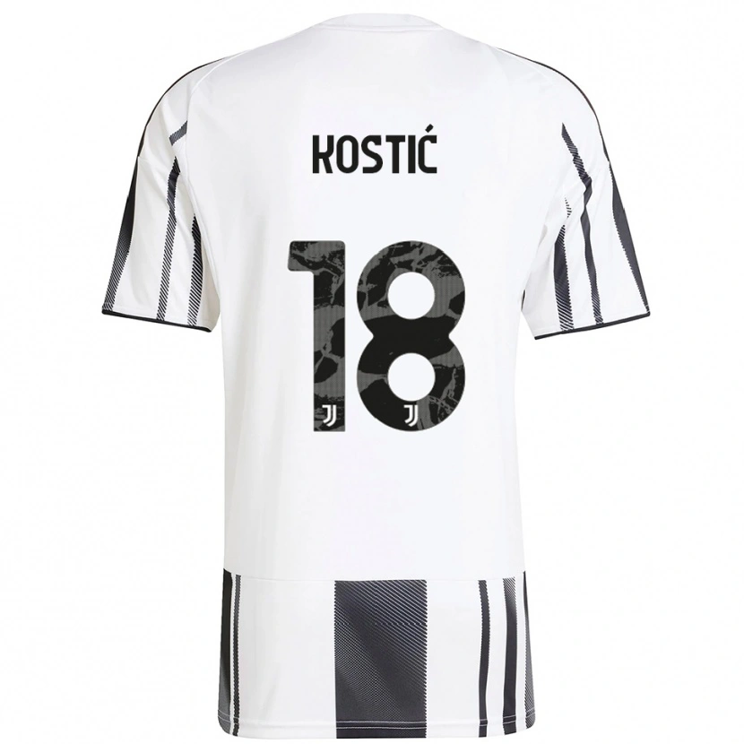 Danxen Homem Camisola Filip Kostić #18 Branco Preto Principal 2025/26 Camisa