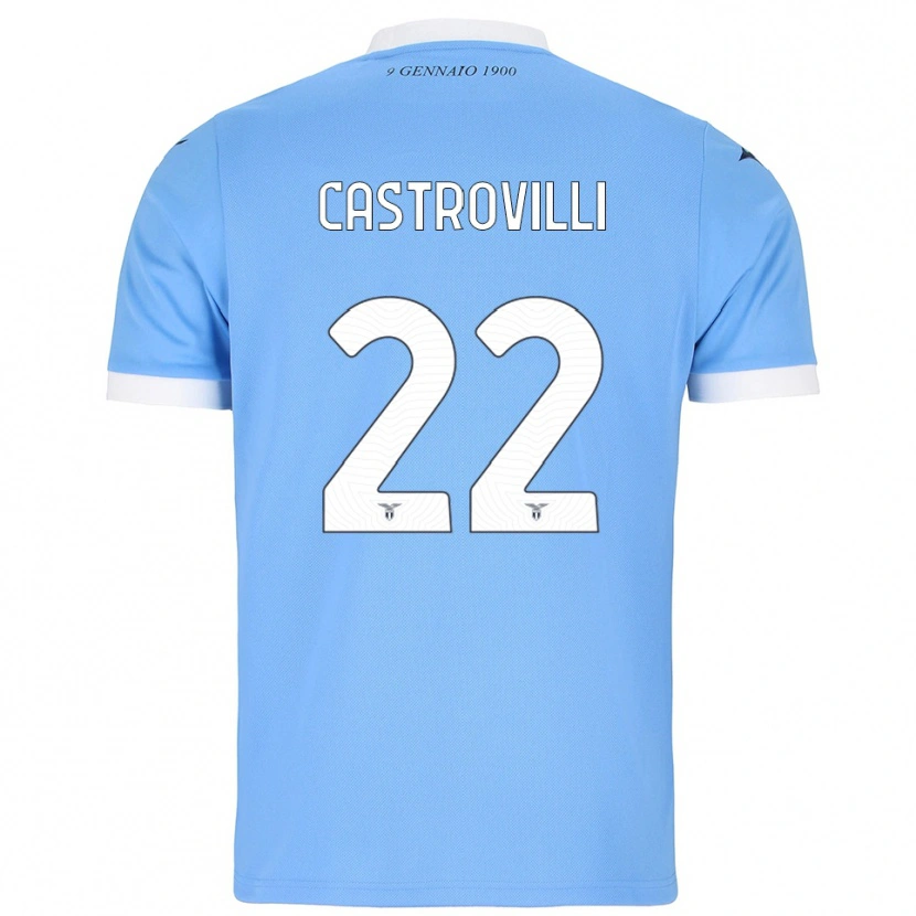 Danxen Homem Camisola Gaetano Castrovilli #22 Azul Celeste Branco Principal 2025/26 Camisa