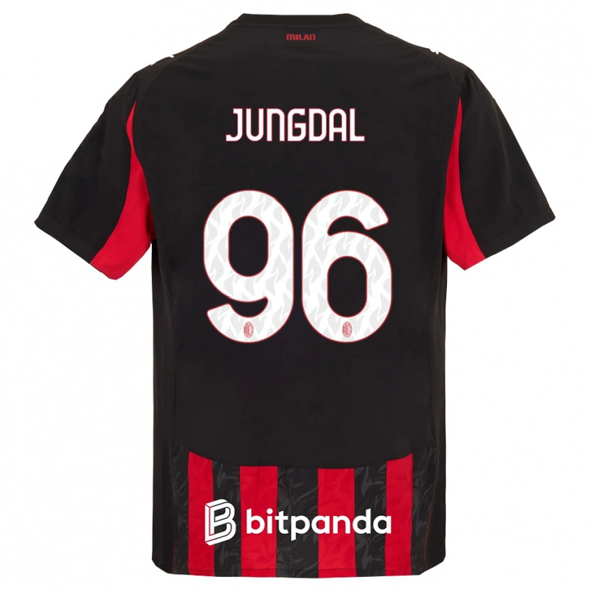 Danxen Homem Camisola Andreas Jungdal #96 Vermelho Preto Principal 2025/26 Camisa