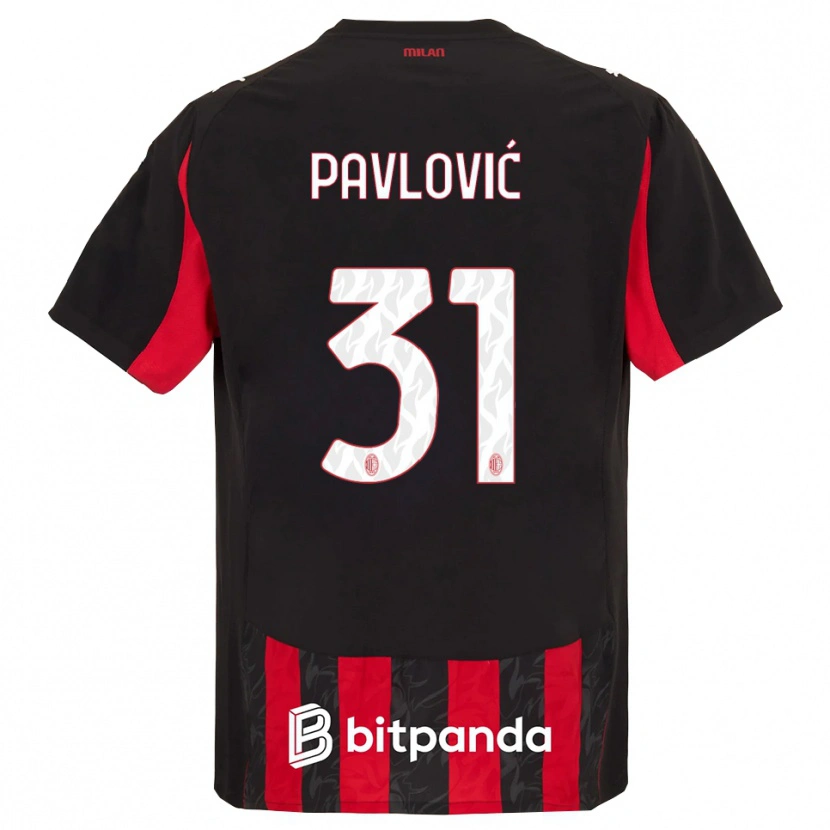 Danxen Homem Camisola Strahinja Pavlović #31 Vermelho Preto Principal 2025/26 Camisa