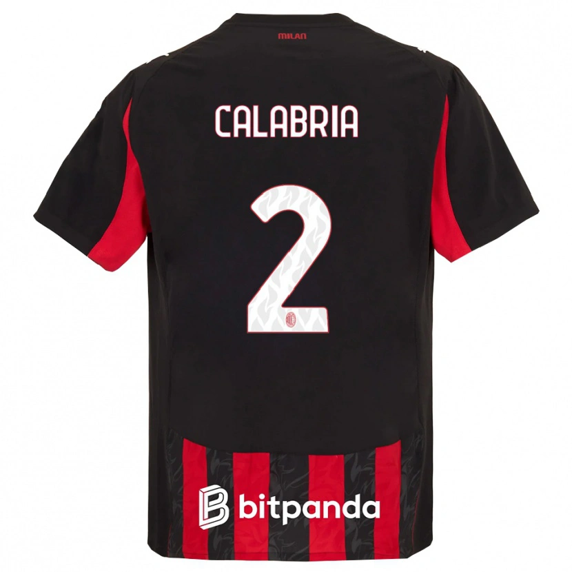 Danxen Homem Camisola Davide Calabria #2 Vermelho Preto Principal 2025/26 Camisa