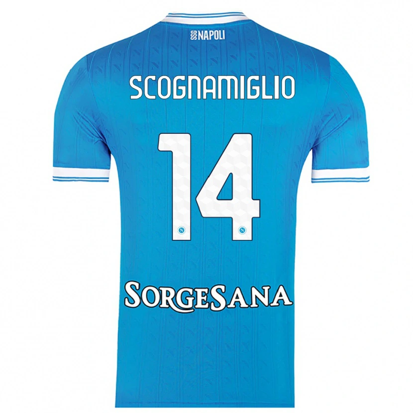 Danxen Homem Camisola Fabio Scognamiglio #14 Azul Celeste Branco Principal 2025/26 Camisa