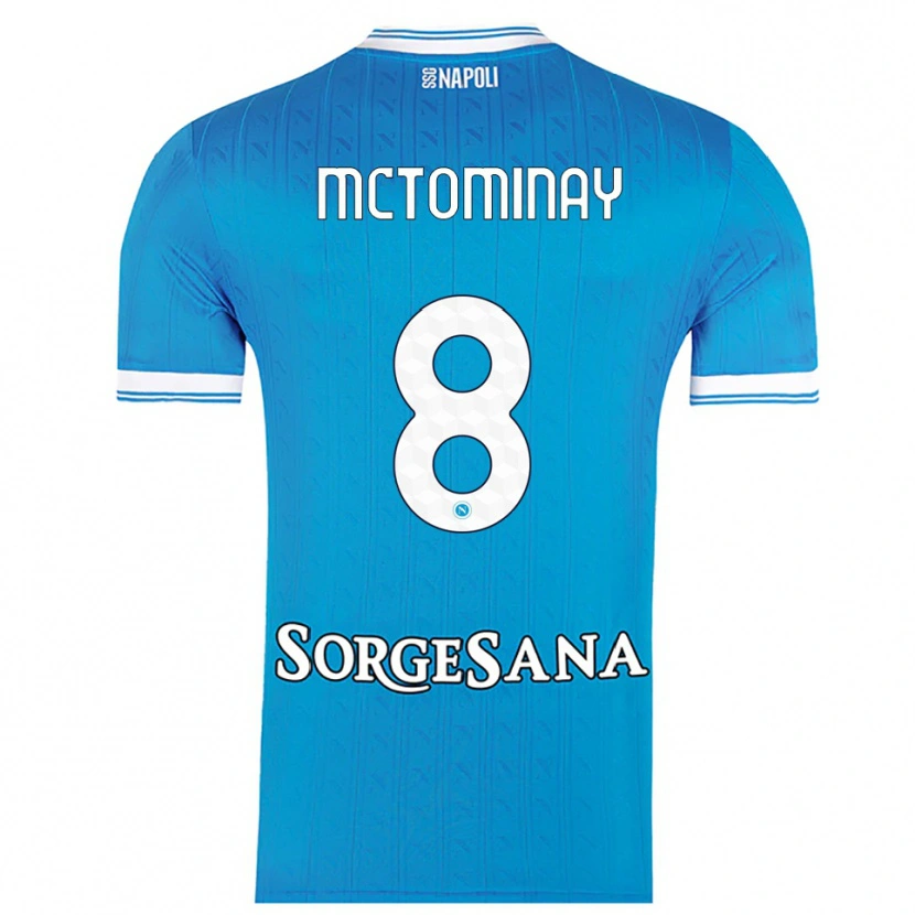 Danxen Homem Camisola Scott Mctominay #8 Azul Celeste Branco Principal 2025/26 Camisa