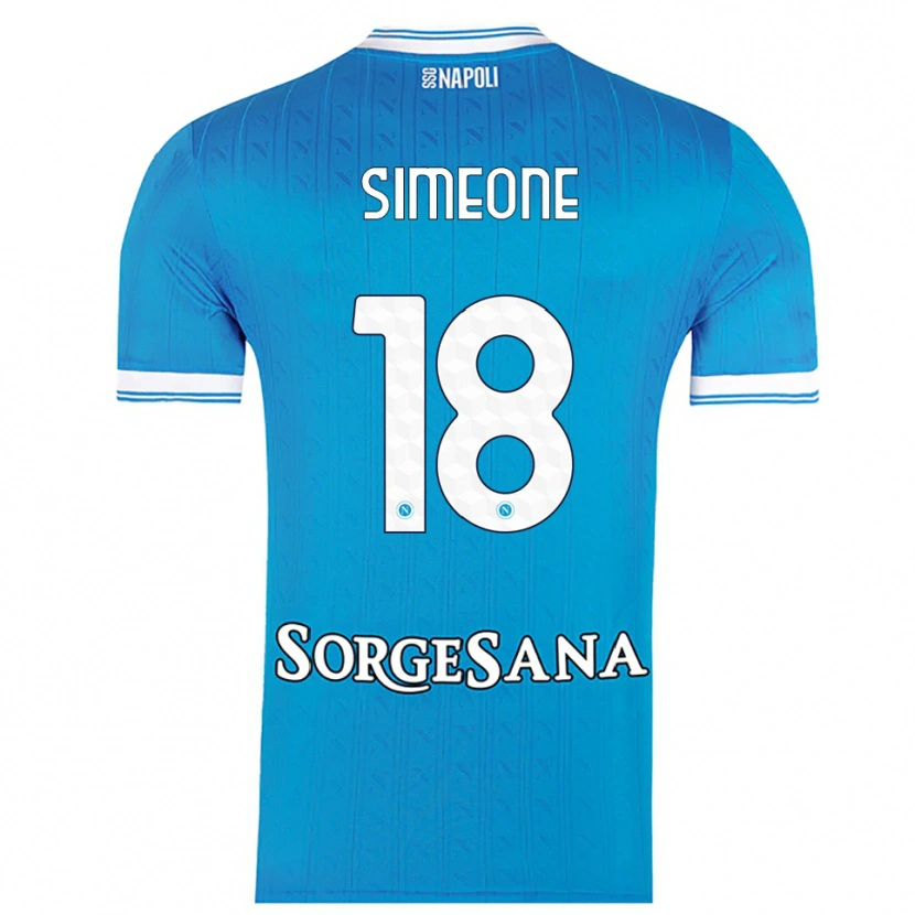 Danxen Homem Camisola Giovanni Simeone #18 Azul Celeste Branco Principal 2025/26 Camisa