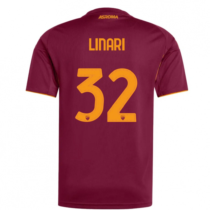 Danxen Homem Camisola Elena Linari #32 Borgonha Laranja Principal 2025/26 Camisa