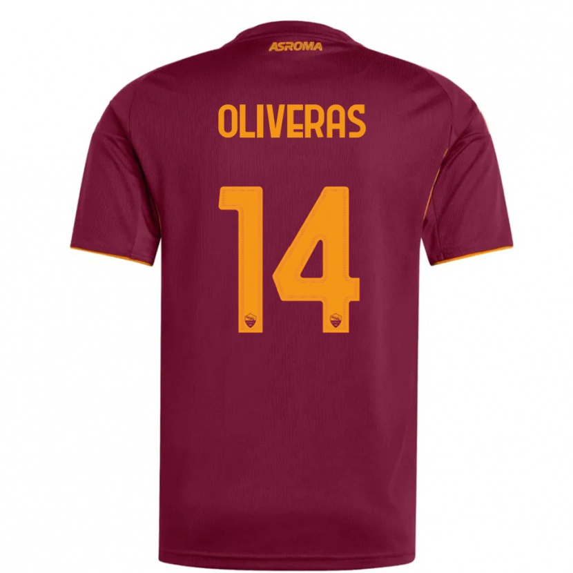 Danxen Homem Camisola Jan Oliveras #14 Borgonha Laranja Principal 2025/26 Camisa