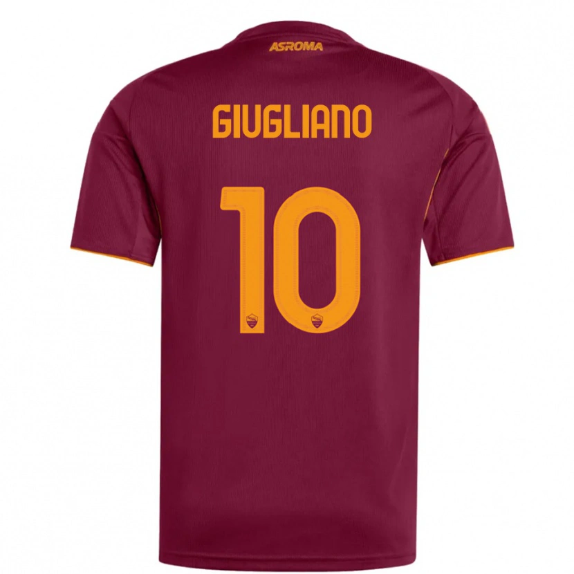 Danxen Homem Camisola Manuela Giugliano #10 Borgonha Laranja Principal 2025/26 Camisa