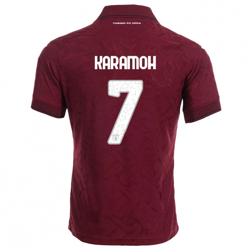 Danxen Homem Camisola Yann Karamoh #7 Borgonha Branco Principal 2025/26 Camisa