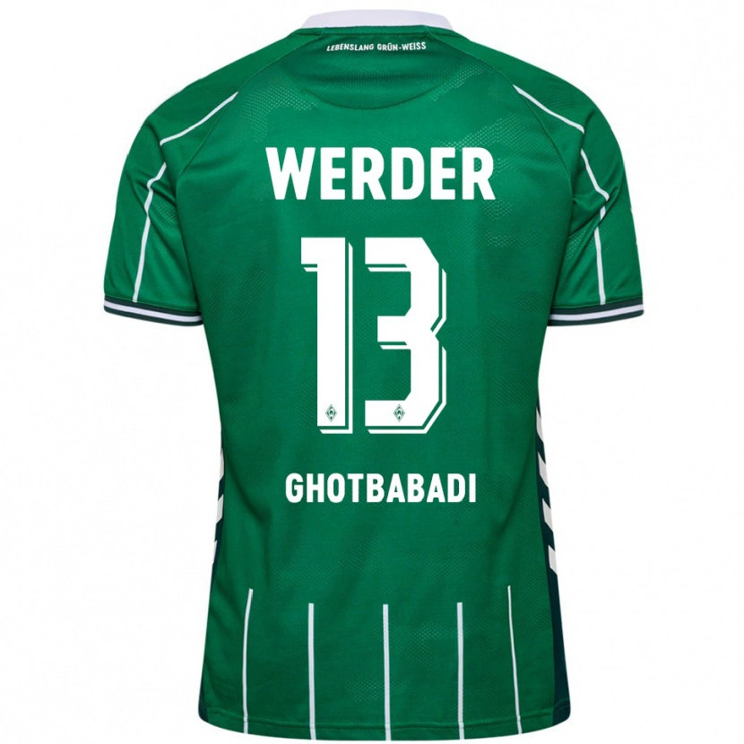 Danxen Homem Camisola Reza Ghotbabadi #13 Verde Branco Principal 2025/26 Camisa