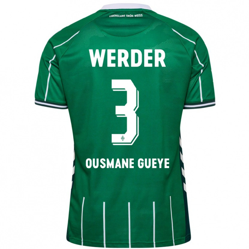 Danxen Homem Camisola Papa Ousmane Gueye #3 Verde Branco Principal 2025/26 Camisa