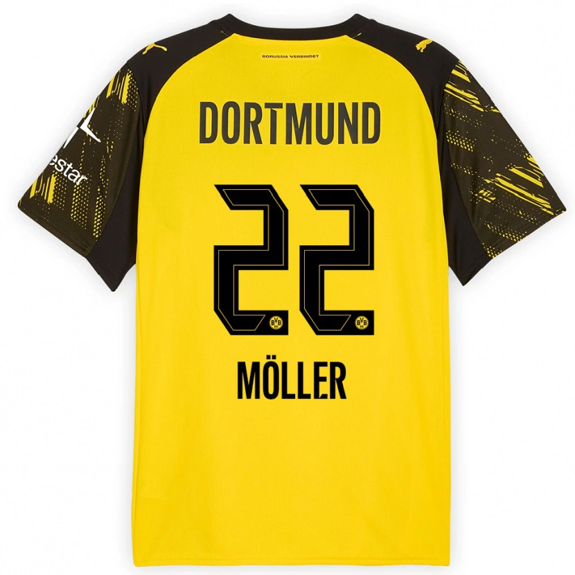 Danxen Homem Camisola Paul Möller #22 Amarelo Preto Principal 2025/26 Camisa