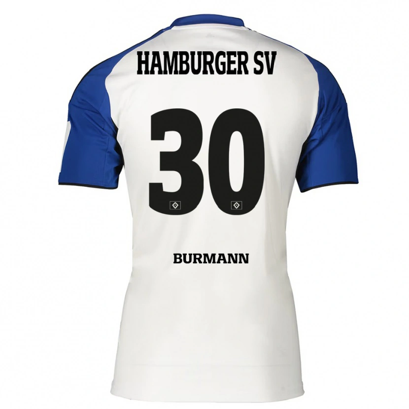 Danxen Homem Camisola Tarah Burmann #30 Branco Azul Principal 2025/26 Camisa