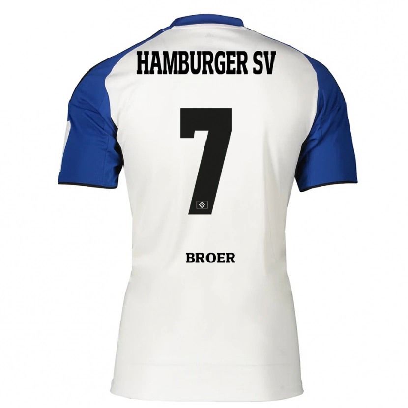 Danxen Homem Camisola Yannick Tim Bröer #7 Branco Azul Principal 2025/26 Camisa