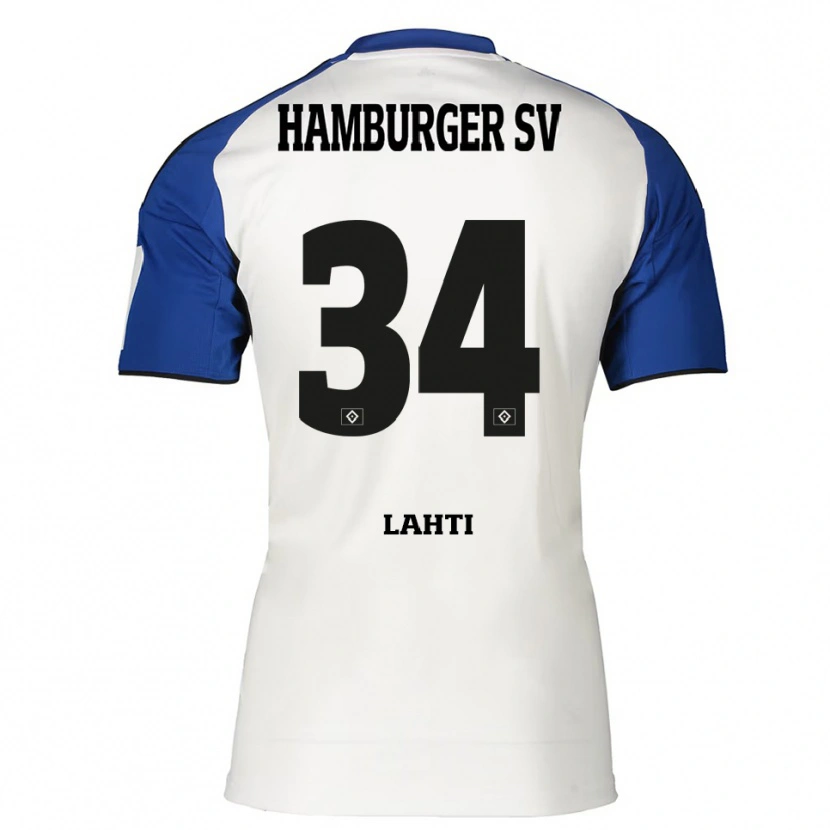 Danxen Homem Camisola Elias Lahti #34 Branco Azul Principal 2025/26 Camisa