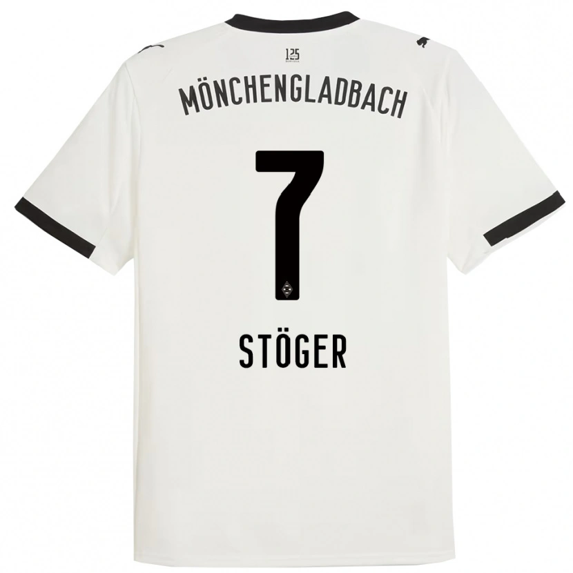 Danxen Homem Camisola Kevin Stöger #7 Branco Preto Principal 2025/26 Camisa