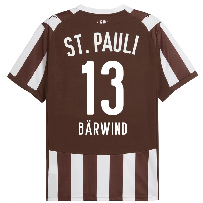 Danxen Homem Camisola Jonas Bärwind #13 Café Branco Principal 2025/26 Camisa