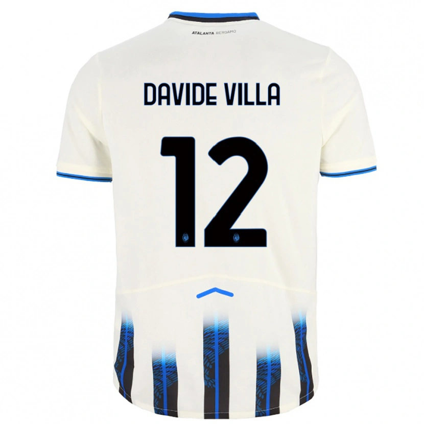 Danxen Homem Camisola Matteo Davide Villa #12 Branco Azul Alternativa 2025/26 Camisa