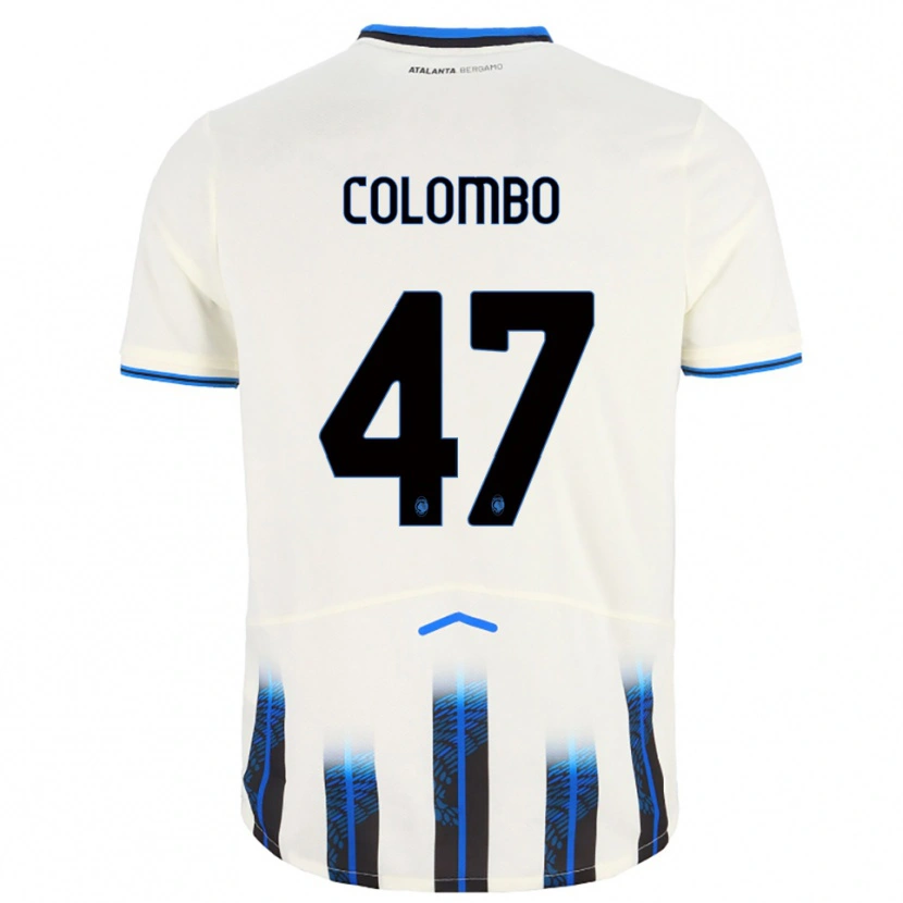 Danxen Homem Camisola Matteo Colombo #47 Branco Azul Alternativa 2025/26 Camisa