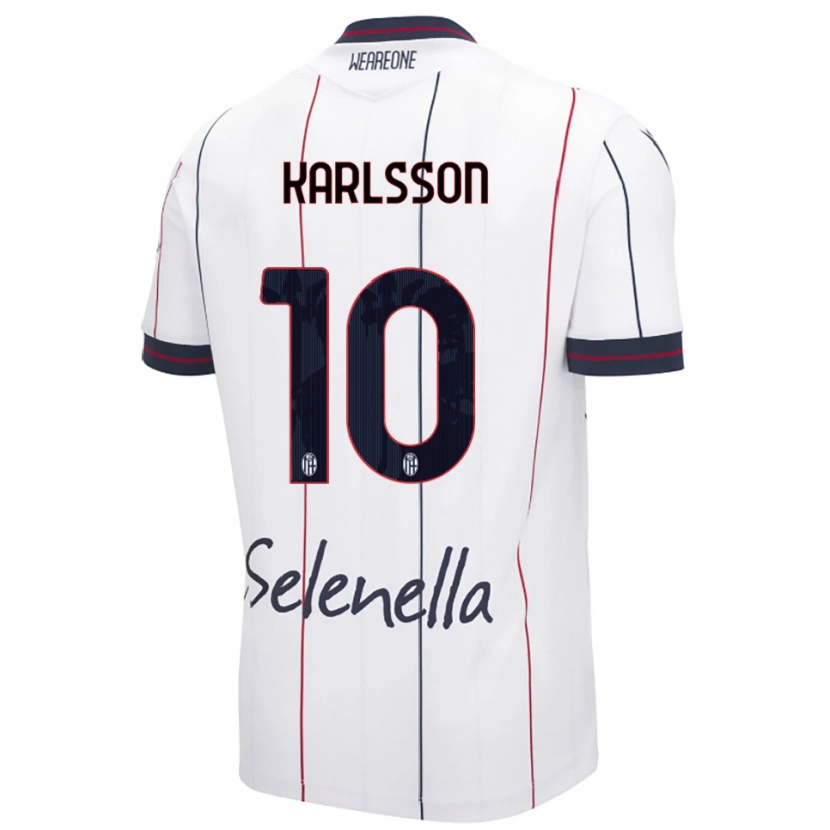 Danxen Homem Camisola Jesper Karlsson #10 Branco Azul Royal Alternativa 2025/26 Camisa