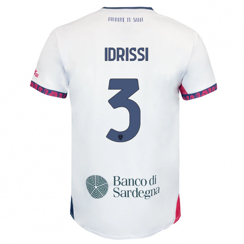 Danxen Homem Camisola Riyad Idrissi #3 Branco Marinho Vermelho Alternativa 2025/26 Camisa