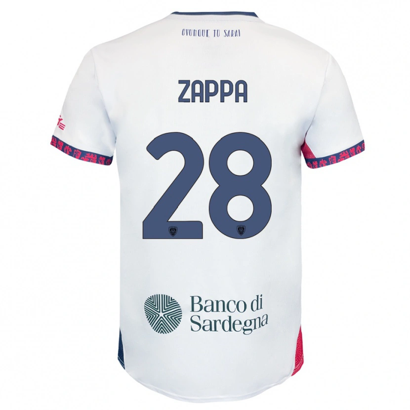 Danxen Homem Camisola Gabriele Zappa #28 Branco Marinho Vermelho Alternativa 2025/26 Camisa