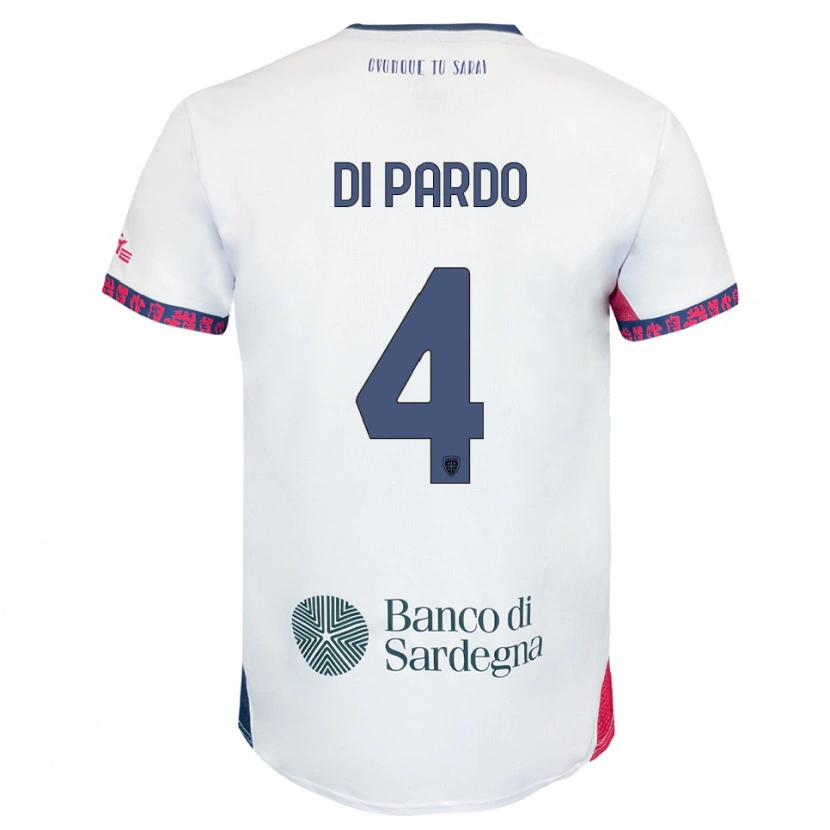 Danxen Homem Camisola Alessandro Di Pardo #4 Branco Marinho Vermelho Alternativa 2025/26 Camisa