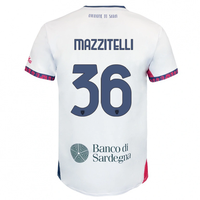 Danxen Homem Camisola Luca Mazzitelli #36 Branco Marinho Vermelho Alternativa 2025/26 Camisa