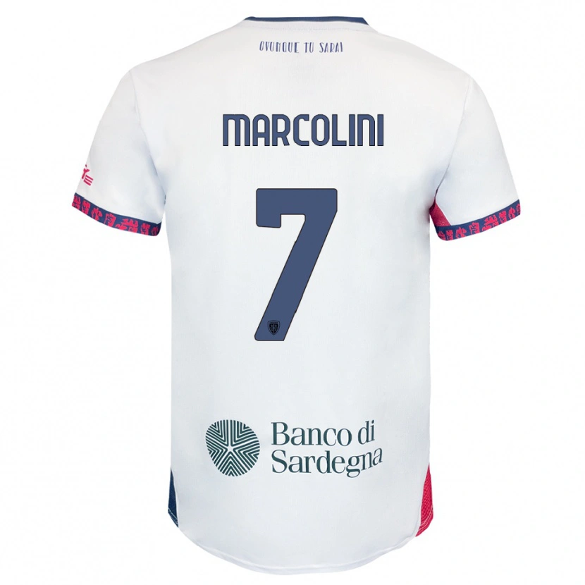 Danxen Homem Camisola Diego Marcolini #7 Branco Marinho Vermelho Alternativa 2025/26 Camisa