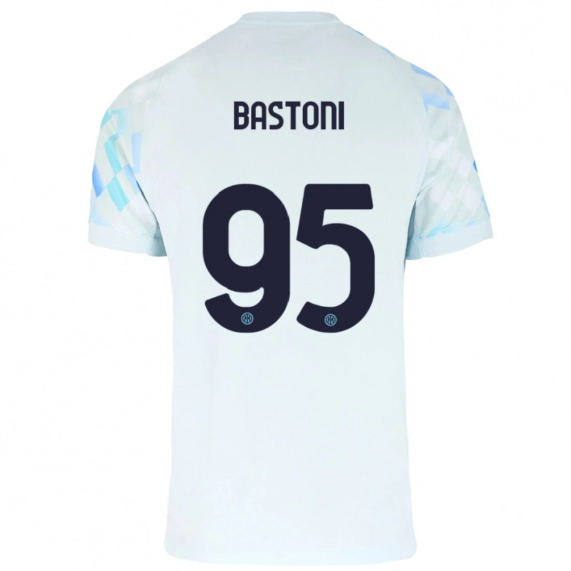 Danxen Homem Camisola Alessandro Bastoni #95 Branco Azul Alternativa 2025/26 Camisa