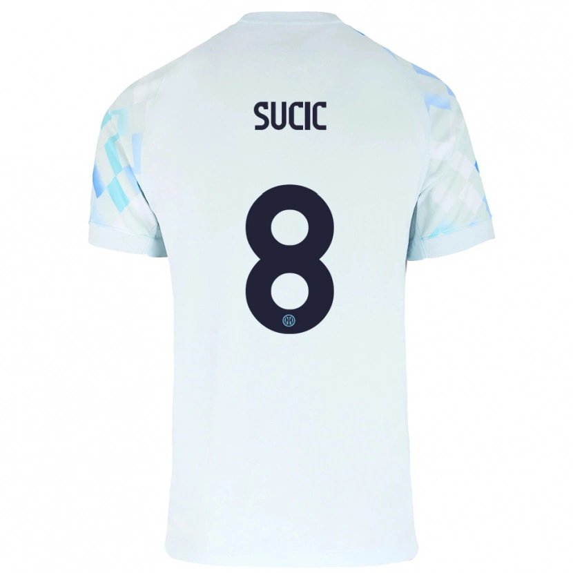 Danxen Homem Camisola Petar Sučić #8 Branco Azul Alternativa 2025/26 Camisa