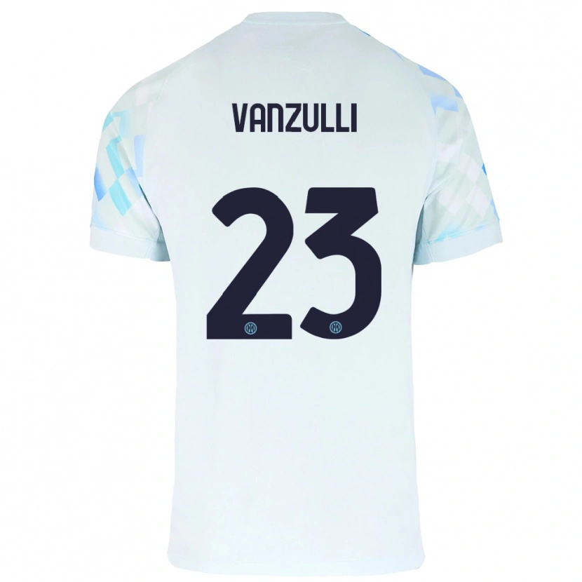 Danxen Homem Camisola Marco Vanzulli #23 Branco Azul Alternativa 2025/26 Camisa