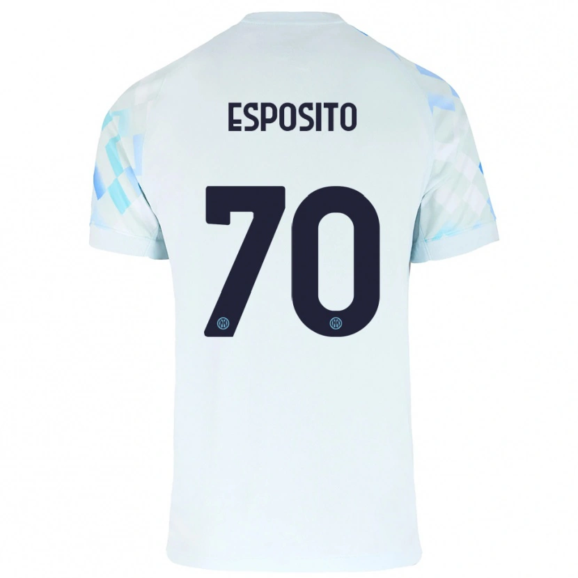 Danxen Homem Camisola Sebastiano Esposito #70 Branco Azul Alternativa 2025/26 Camisa