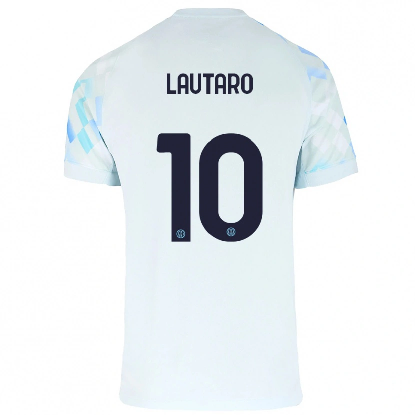 Danxen Homem Camisola Lautaro Martínez #10 Branco Azul Alternativa 2025/26 Camisa
