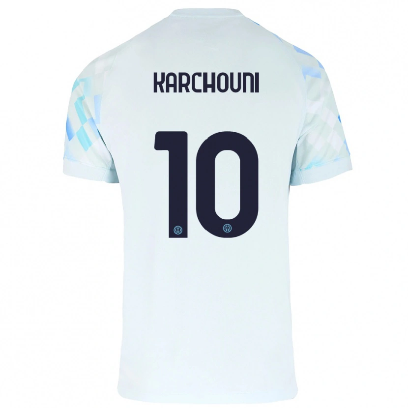 Danxen Homem Camisola Ghoutia Karchouni #10 Branco Azul Alternativa 2025/26 Camisa