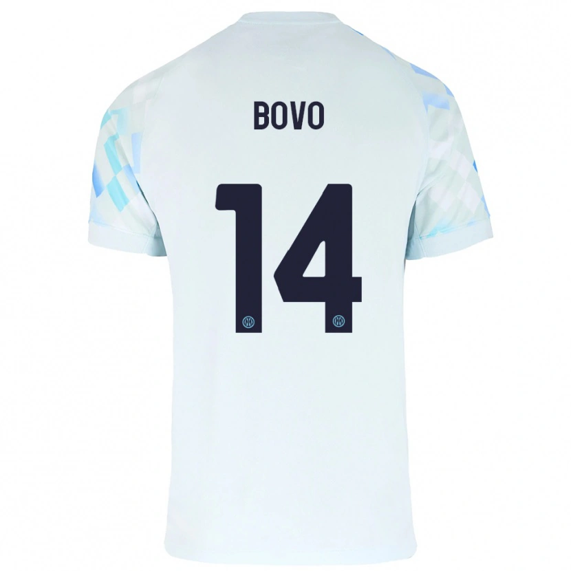 Danxen Homem Camisola Leonardo Bovo #14 Branco Azul Alternativa 2025/26 Camisa