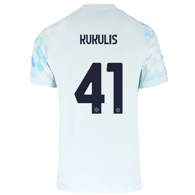 Danxen Homem Camisola Roberts Kukulis #41 Branco Azul Alternativa 2025/26 Camisa